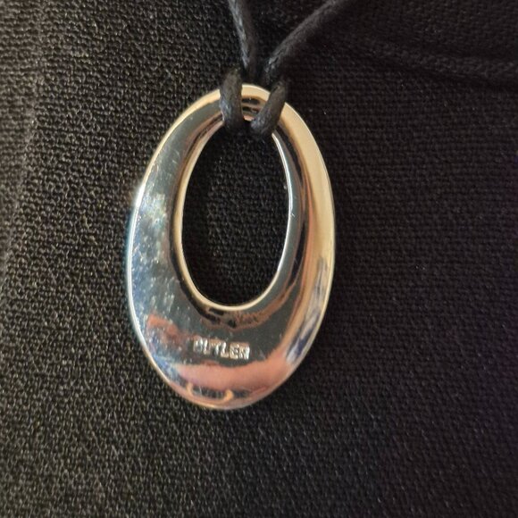 Vintage Butler Silver Pendant Necklace on Black Cord - Picture 7 of 8